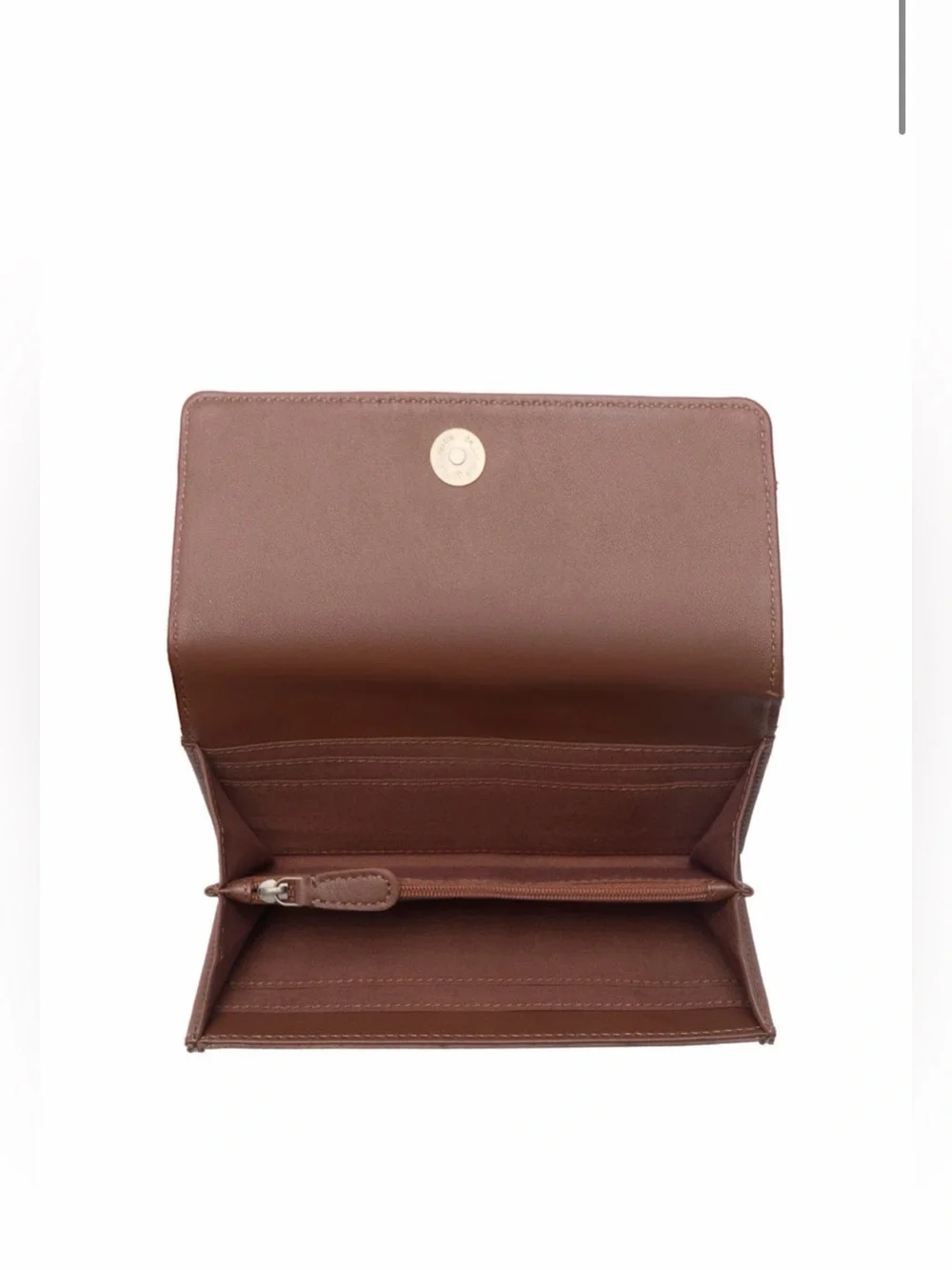 Western WalletCowhide Leather Wallet with Turquoise Accent - Brown/White